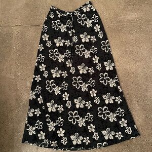 Vintage low rise drawstring floral pattern maxi skirt